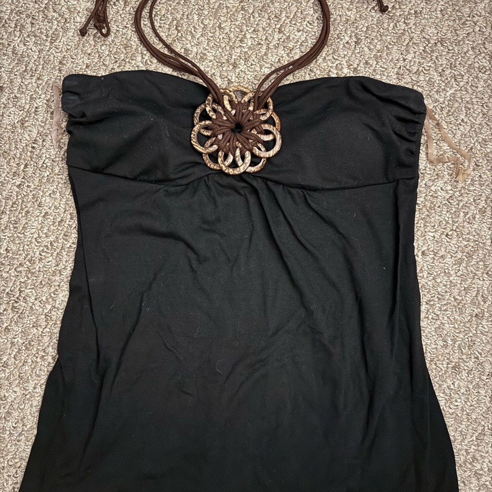 Black Strapless Halter Necklace Dress